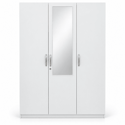 Home Box Kulltorp Plus 3-Door Wardrobe with Mirror & Lock – White – 120 × 52 × 182 cm - Al Thahani Furniture