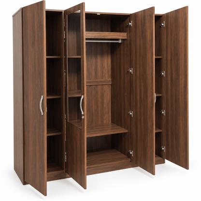 Home Box Kulltorp Plus 4-Door Wardrobe with 2 Mirrors & Lock – Walnut Brown - Al Thahani Furniture