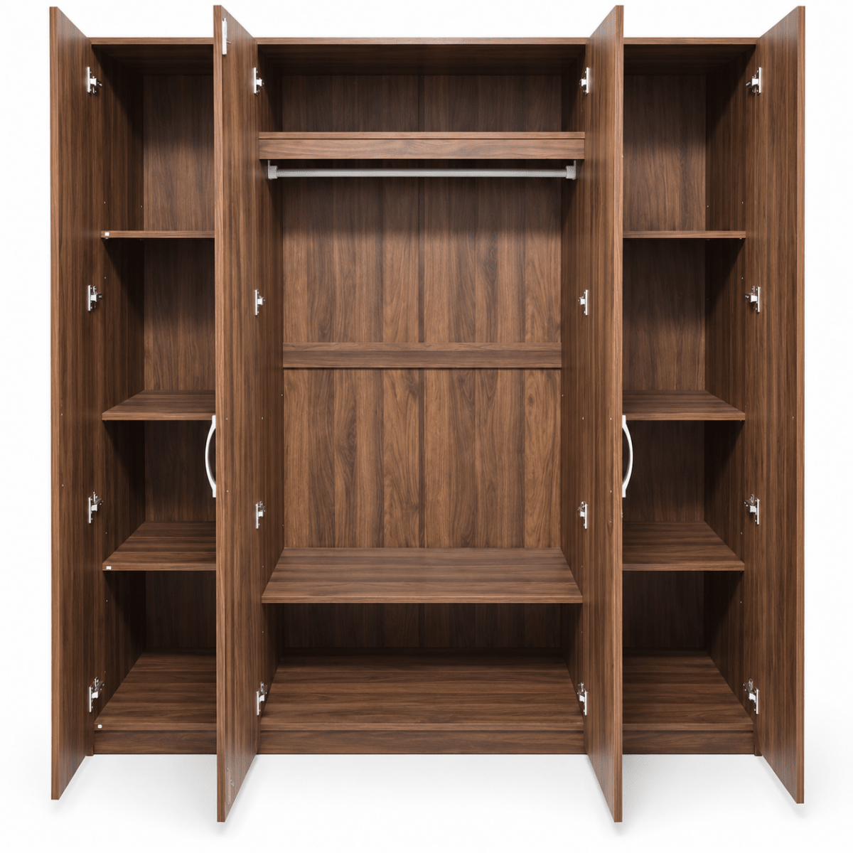 Home Box Kulltorp Plus 4-Door Wardrobe with 2 Mirrors & Lock – Walnut Brown - Al Thahani Furniture