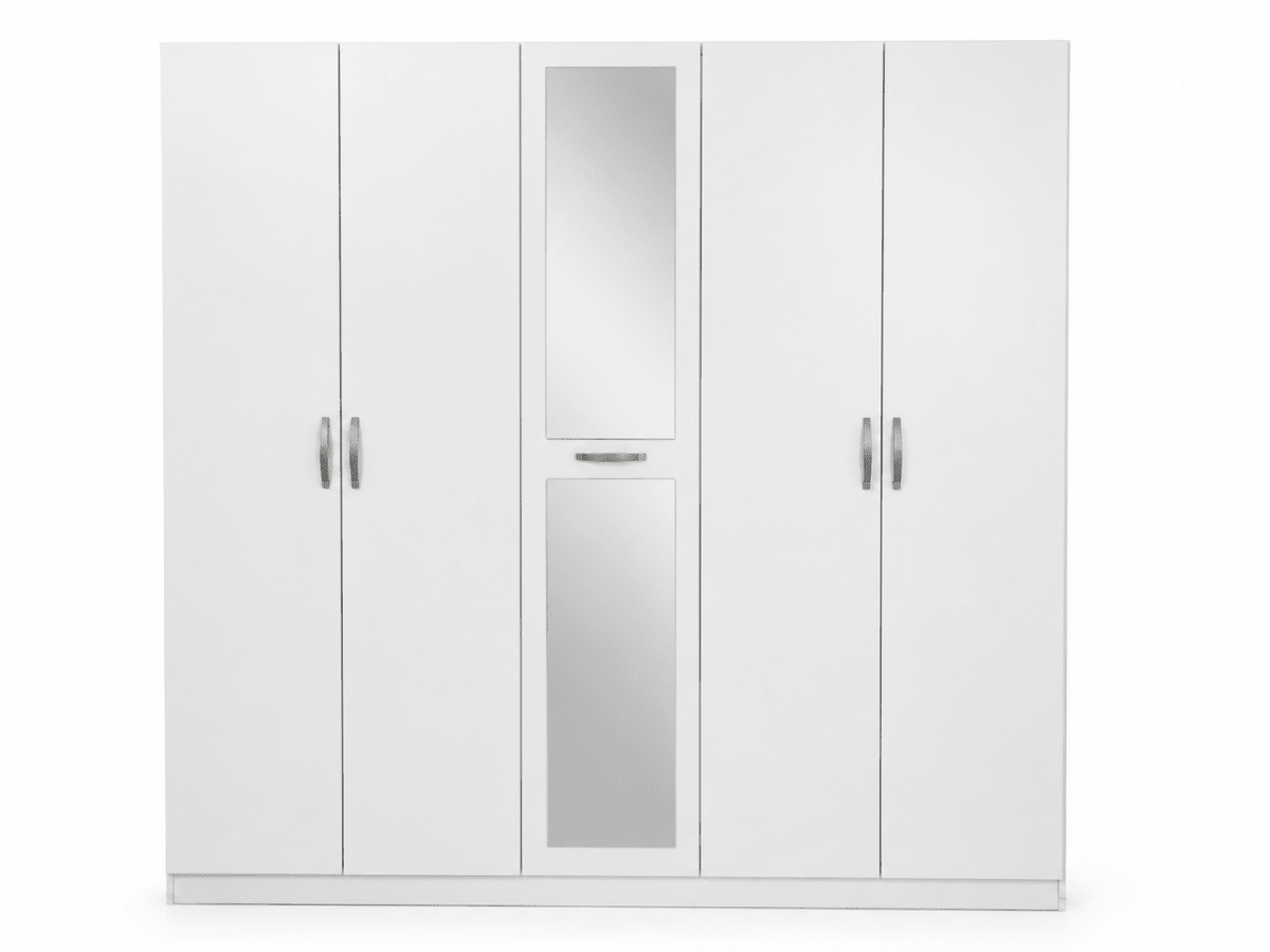 Home Box Kulltorp Plus 5-Door Wardrobe with Mirror | Neutral, 200x55x209 cm - Al Thahani Furniture