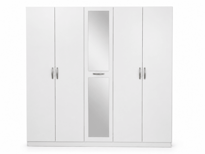 Home Box Kulltorp Plus 5-Door Wardrobe with Mirror | Neutral, 200x55x209 cm - Al Thahani Furniture