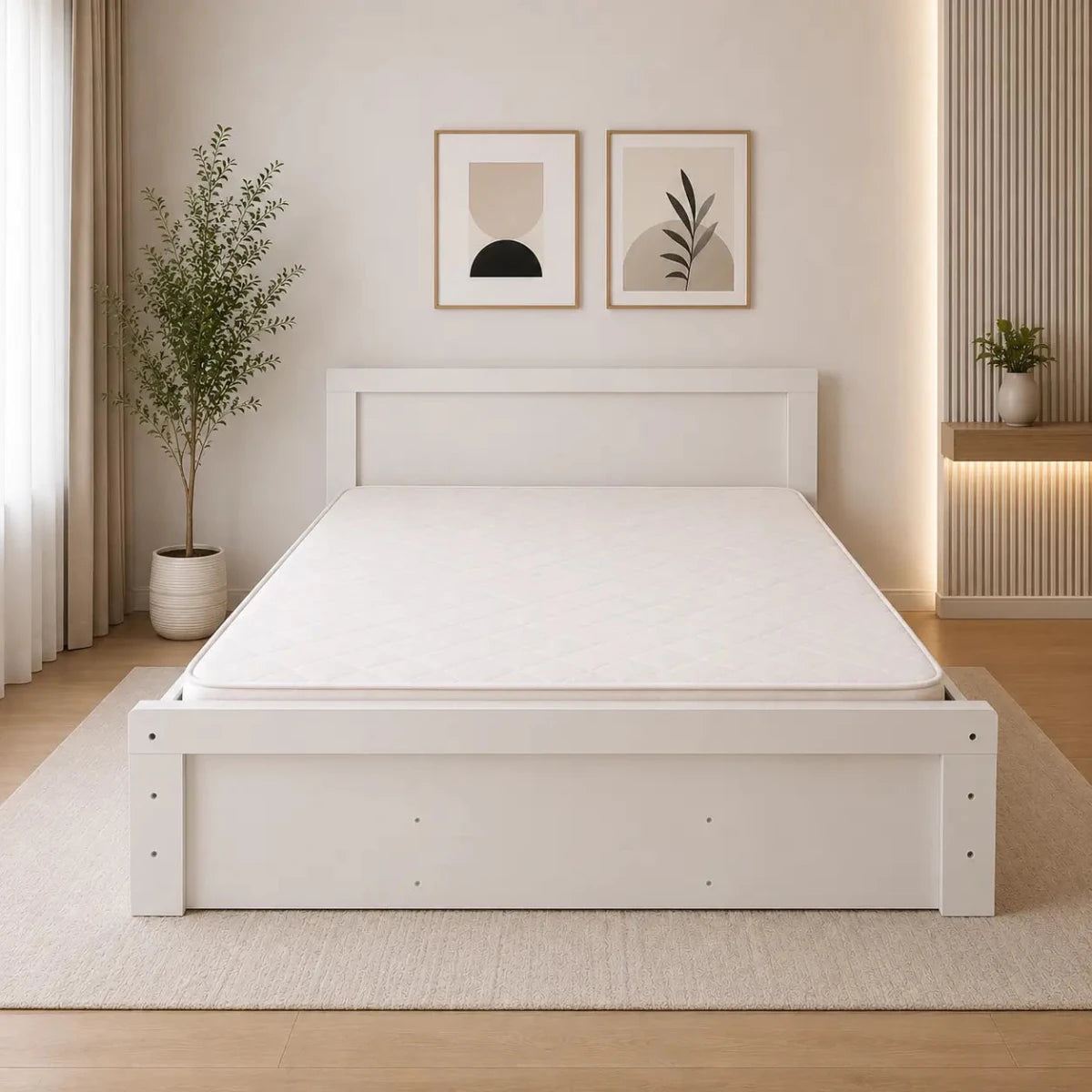 Home Box Kulltorp Plus Queen Bed Set with Mattress | White, 160x200 cm - used 5 months - Al Thahani Furniture