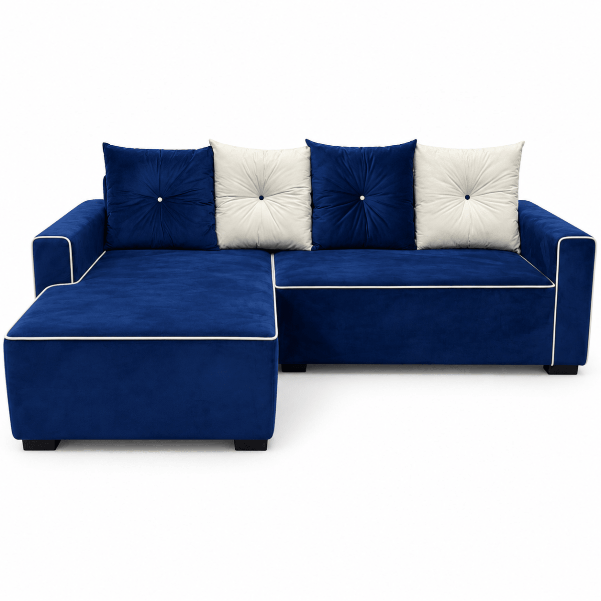Home Box L-Shaped Corner Sofa with Left Chaise – Blue & White – 235 × 160 cm - Al Thahani Furniture