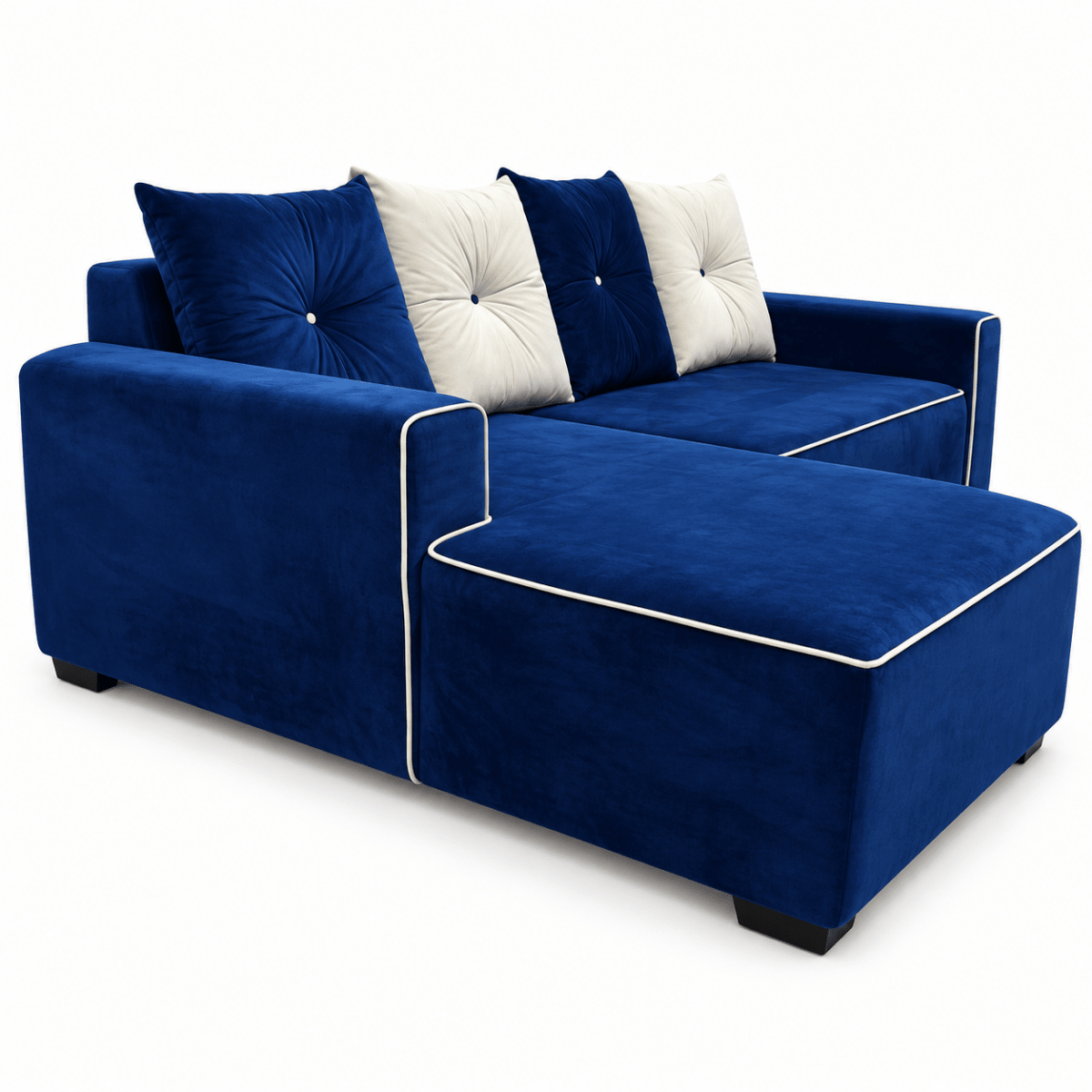 Home Box L-Shaped Corner Sofa with Left Chaise – Blue & White – 235 × 160 cm - Al Thahani Furniture