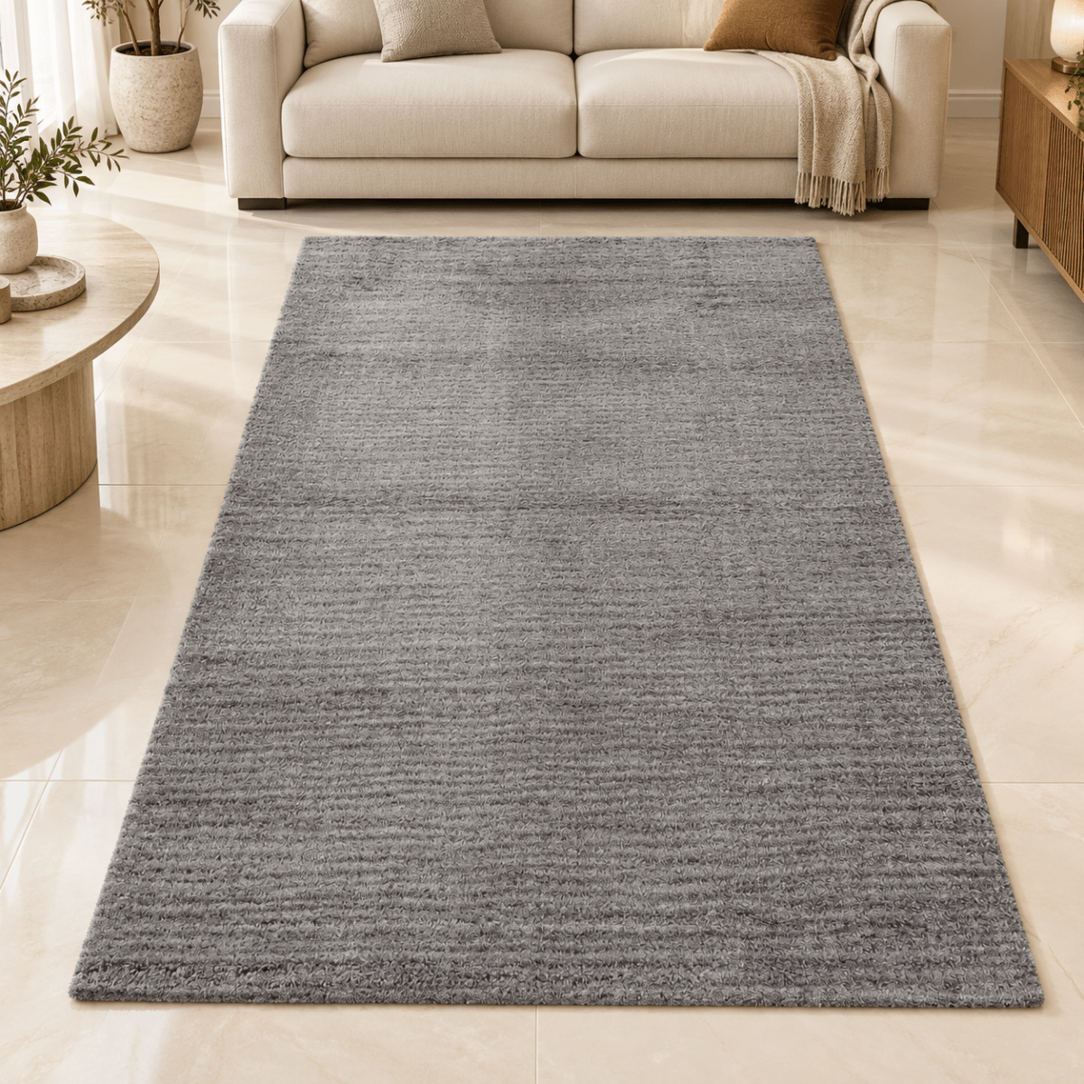 Home Box Large Grey Textured Area Rug – 200 × 295 cm - Al Thahani Furniture