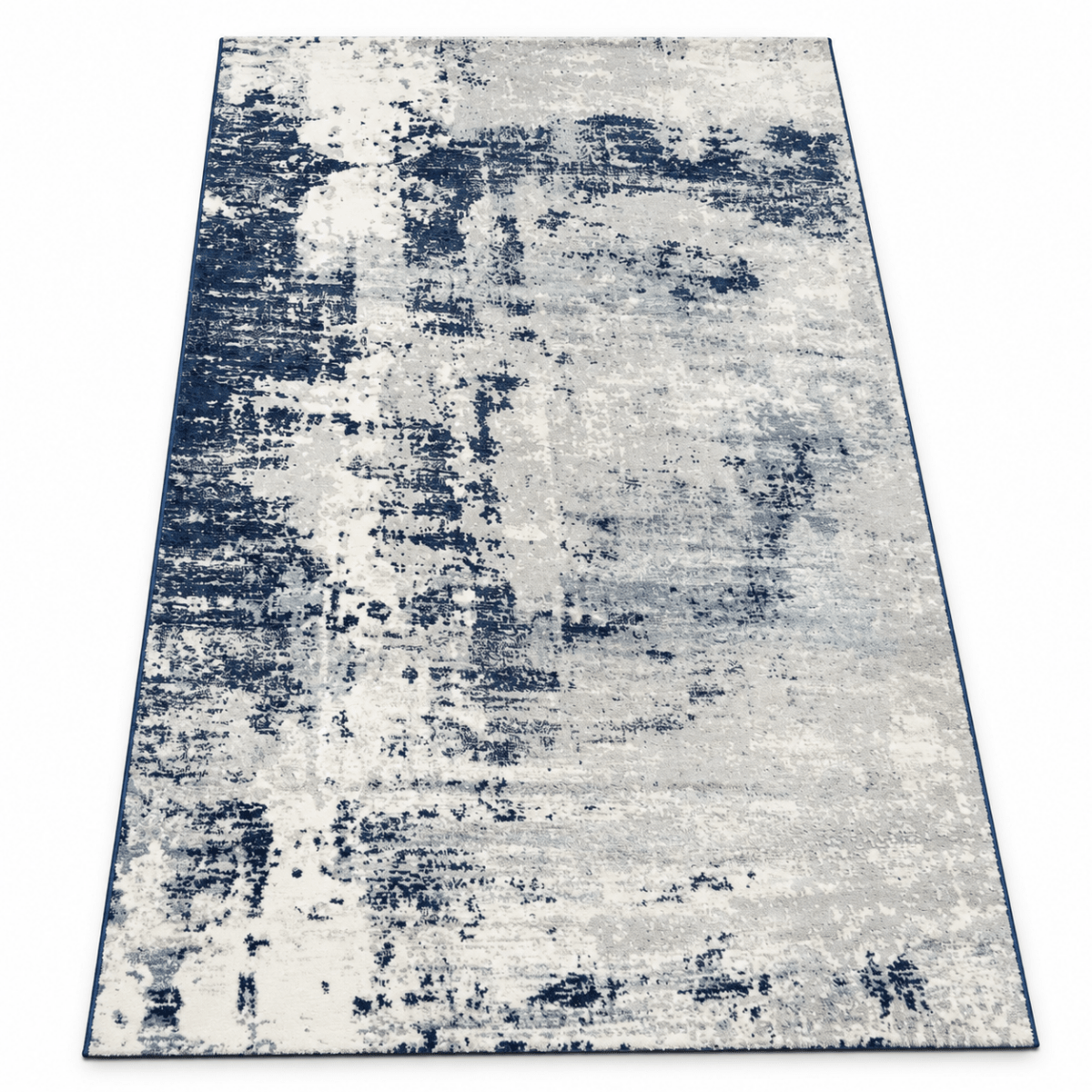 Home Box Large Navy Blue, Grey & Ivory Distressed Abstract Area Rug – 200 × 300 cm - Al Thahani Furniture