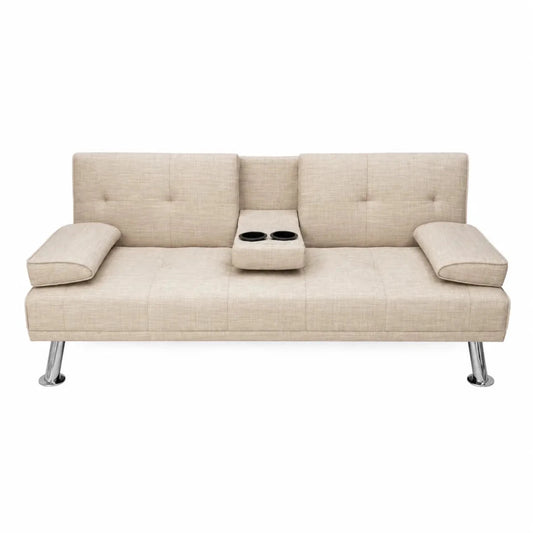 Home Box Linda 3-Seater Fabric Sofa Bed with Cupholders - used 7 months - Al Thahani Furniture