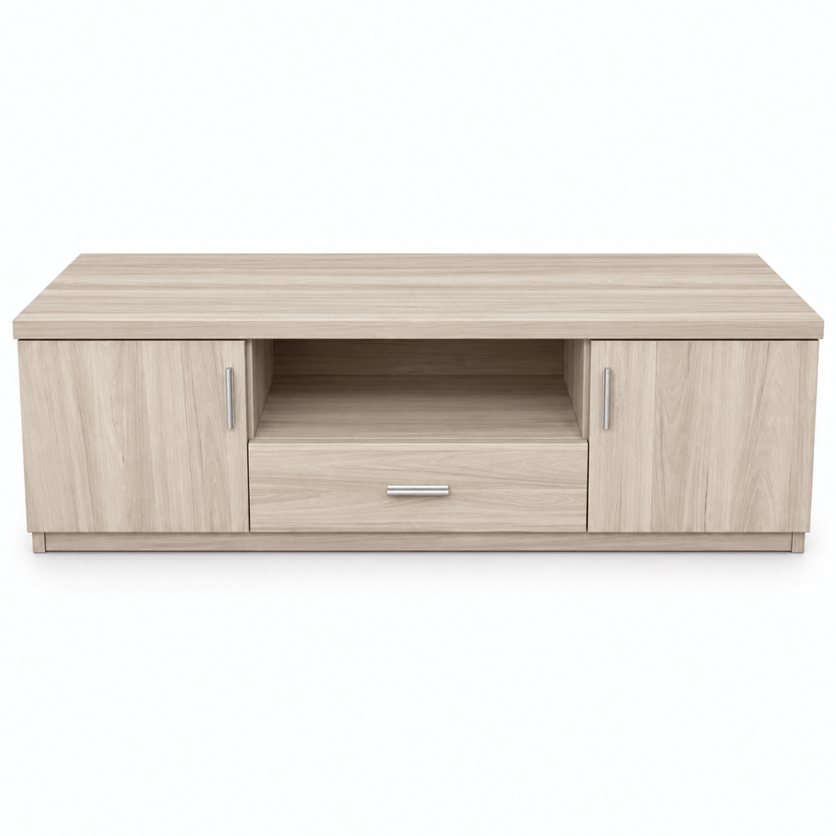 Home Box Low-Profile TV Unit with 2 Doors, 1 Drawer & Open Shelf – Light Oak - Al Thahani Furniture