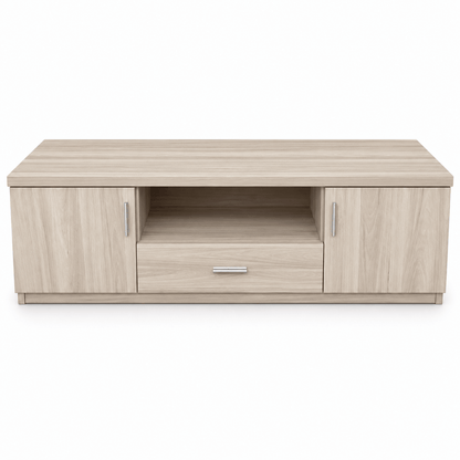 Home Box Low-Profile TV Unit with 2 Doors, 1 Drawer & Open Shelf – Light Oak - Al Thahani Furniture