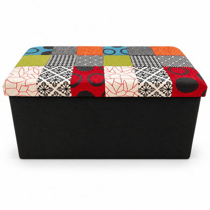 Home Box Mahrgan Viz Patchwork Storage Ottoman Bench - Al Thahani Furniture