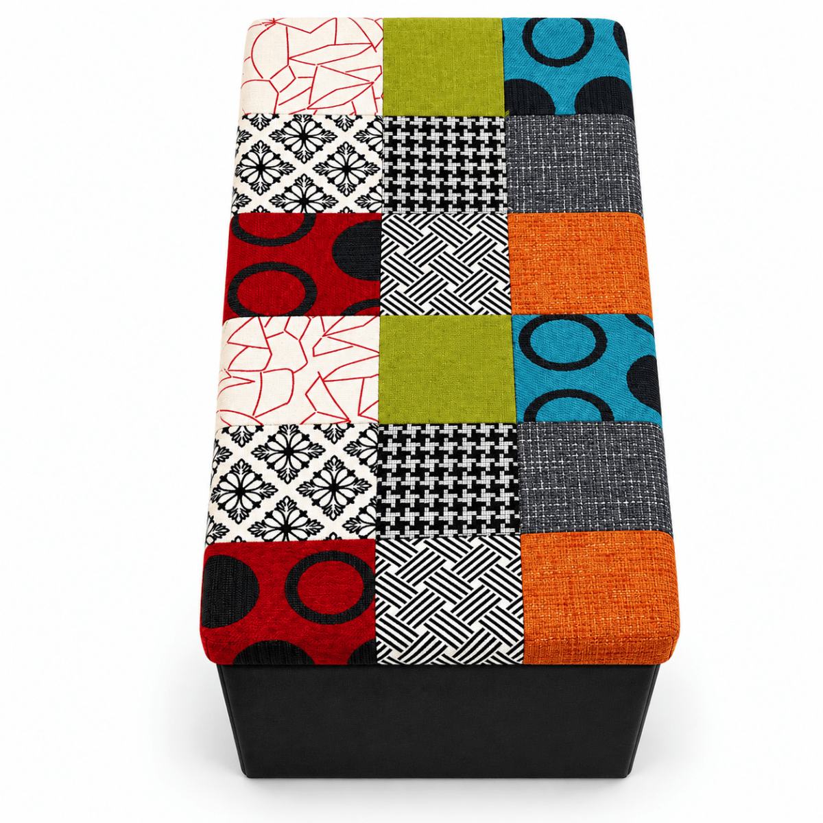 Home Box Mahrgan Viz Patchwork Storage Ottoman Bench - Al Thahani Furniture