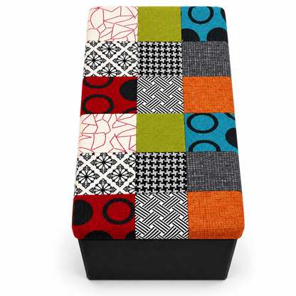 Home Box Mahrgan Viz Patchwork Storage Ottoman Bench - Al Thahani Furniture