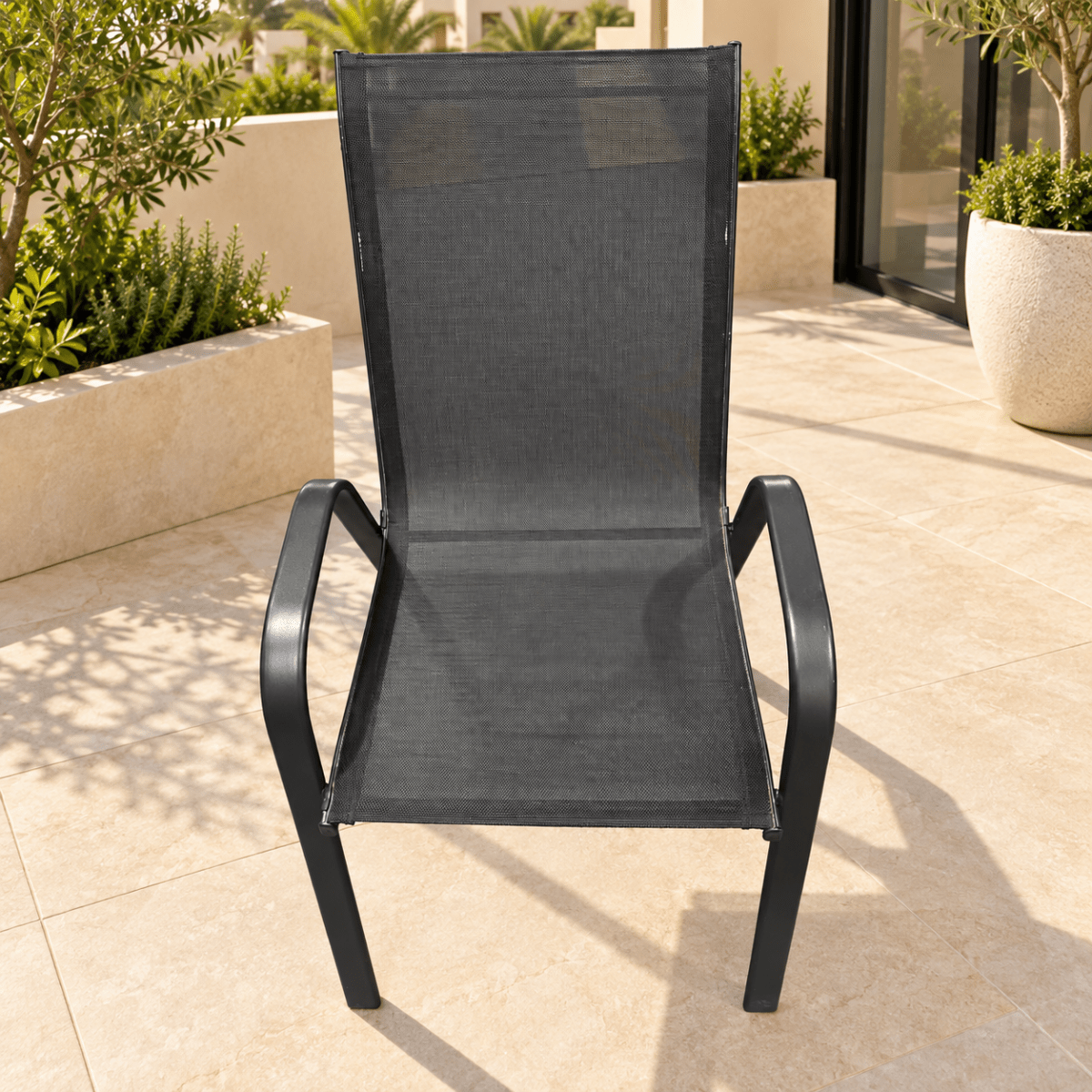 Home Box Merton Outdoor Chair with Textilene Mesh – Black - Al Thahani Furniture