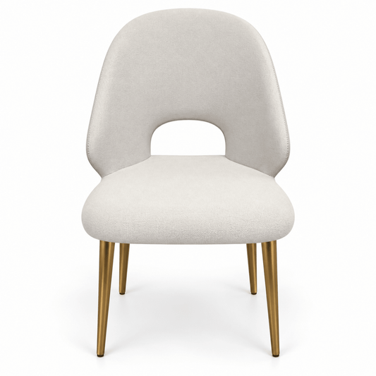 Home Box Modern Cream Upholstered Dining Chair with Gold Metal Legs - Al Thahani Furniture