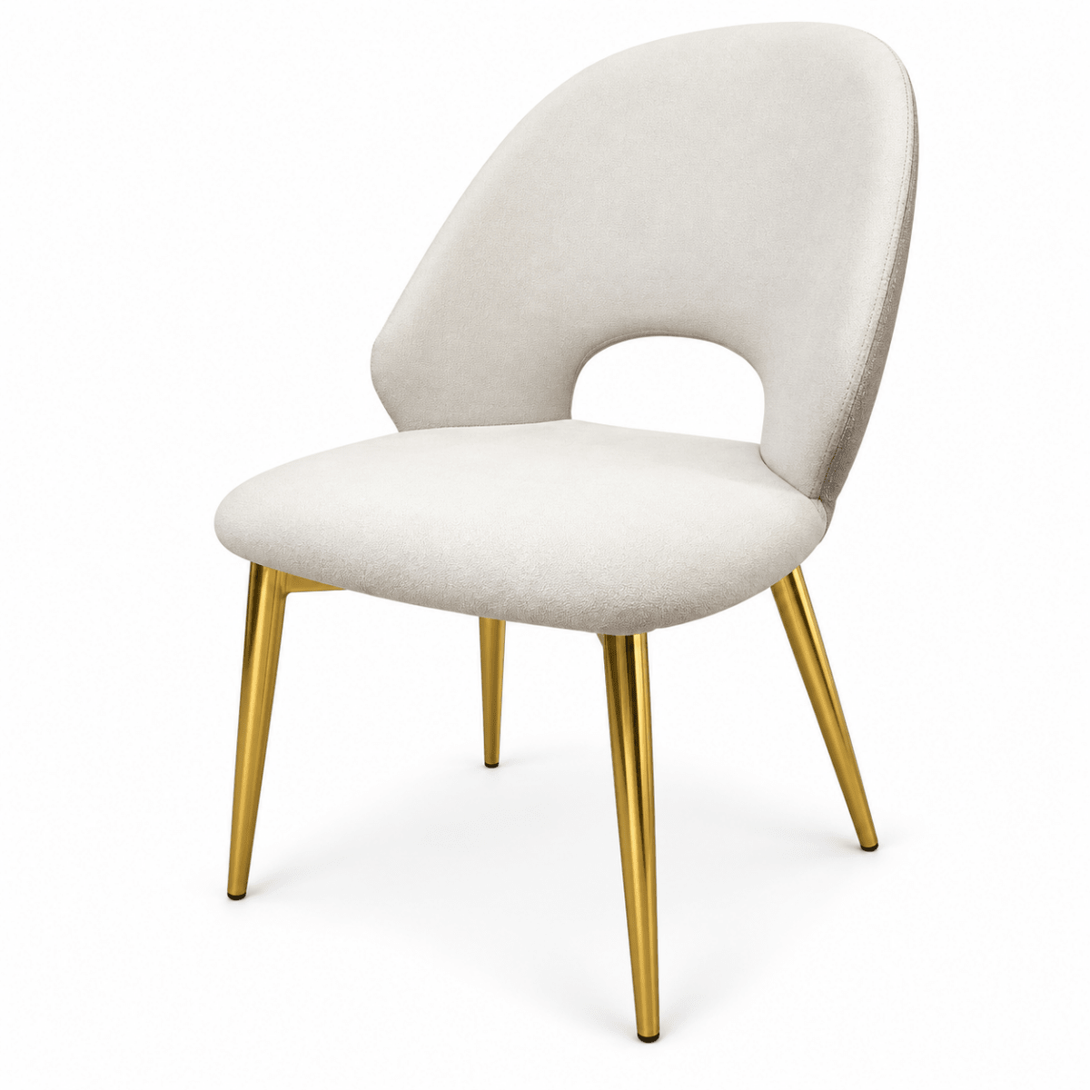Home Box Modern Cream Upholstered Dining Chair with Gold Metal Legs - Al Thahani Furniture