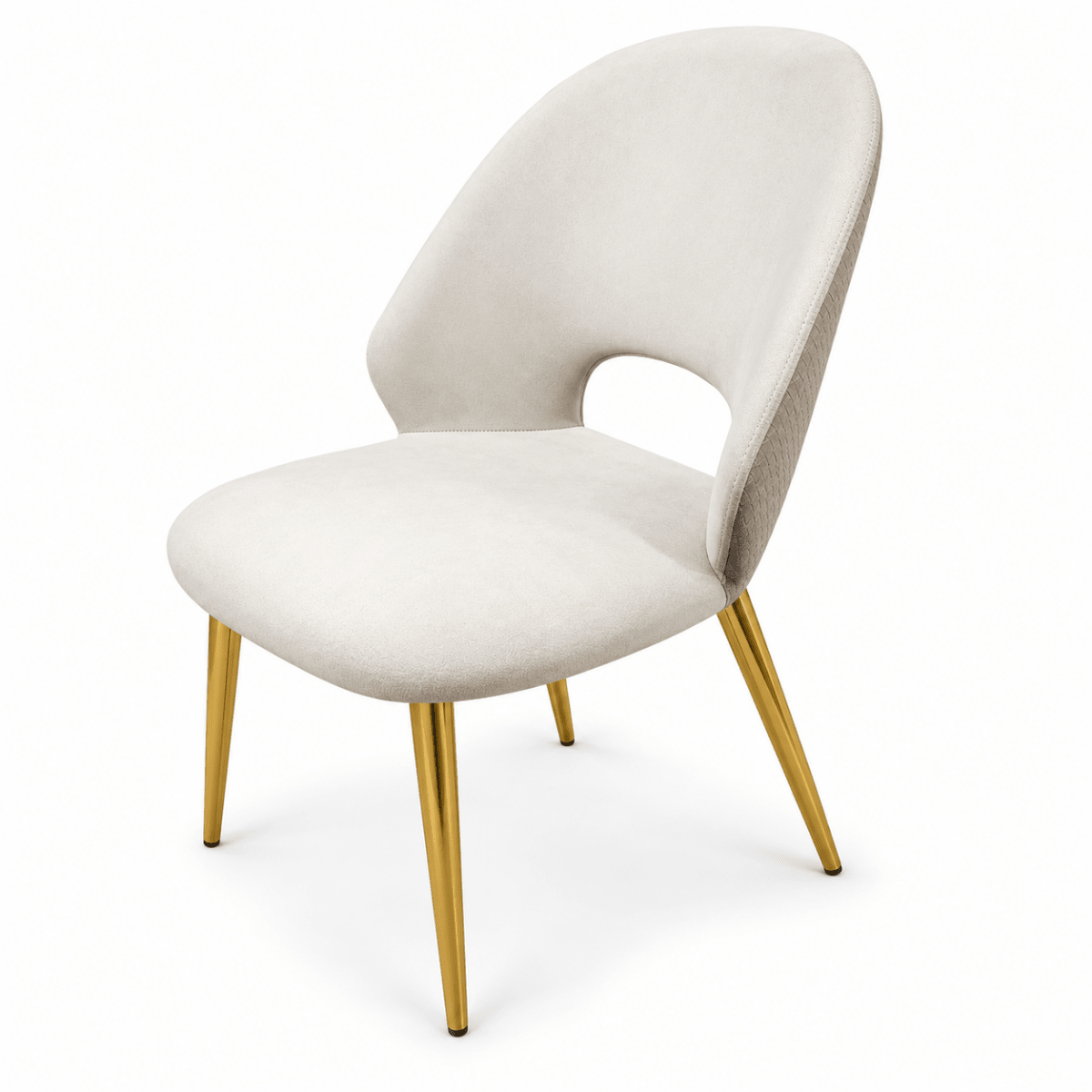 Home Box Modern Cream Upholstered Dining Chair with Gold Metal Legs - Al Thahani Furniture