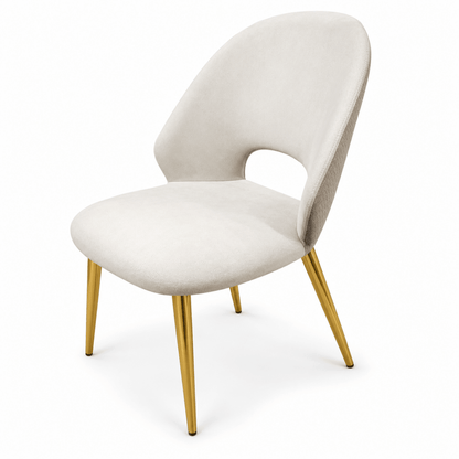 Home Box Modern Cream Upholstered Dining Chair with Gold Metal Legs - Al Thahani Furniture