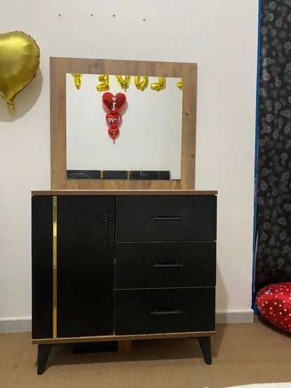 Home Box Modern King Bedroom Set | Black Wood Grain & Gold Accents - althahanifurniture