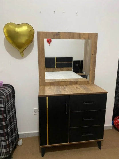 Home Box Modern King Bedroom Set | Black Wood Grain & Gold Accents - althahanifurniture