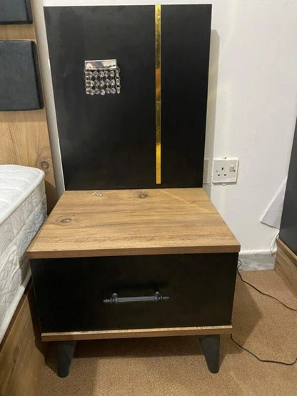 Home Box Modern King Bedroom Set | Black Wood Grain & Gold Accents - althahanifurniture