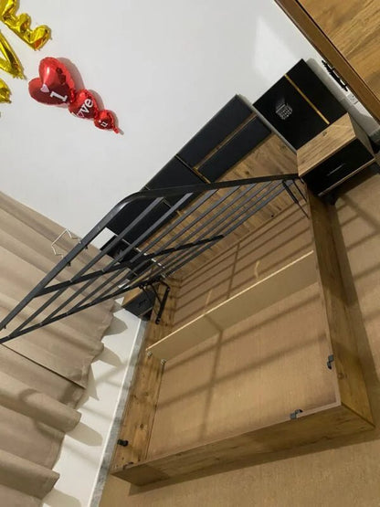 Home Box Modern King Bedroom Set | Black Wood Grain & Gold Accents - althahanifurniture