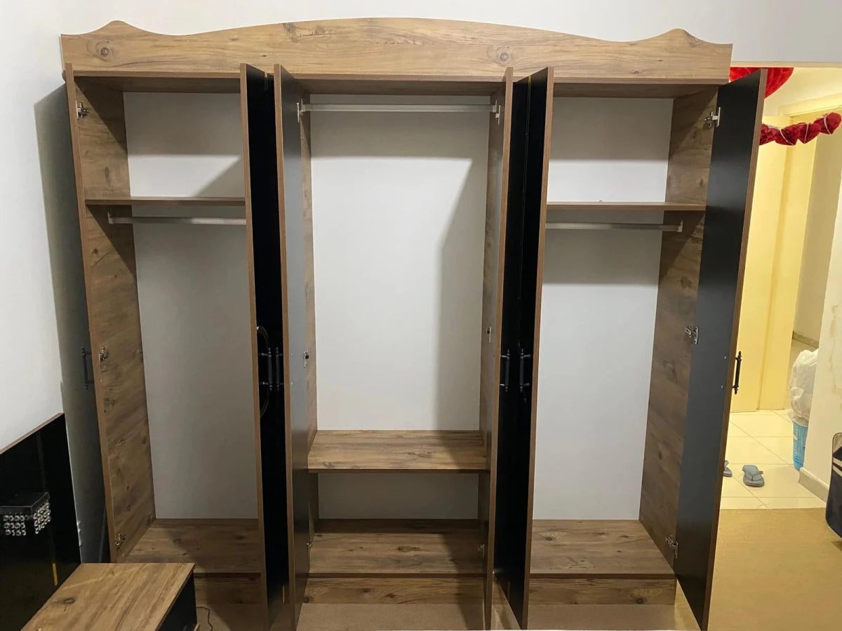 Home Box Modern King Bedroom Set | Black Wood Grain & Gold Accents - althahanifurniture