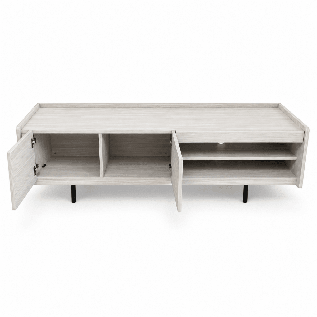 Home Box Modern TV Unit with 2-Door Cabinet & Open Shelves – White Oak Finish - Al Thahani Furniture