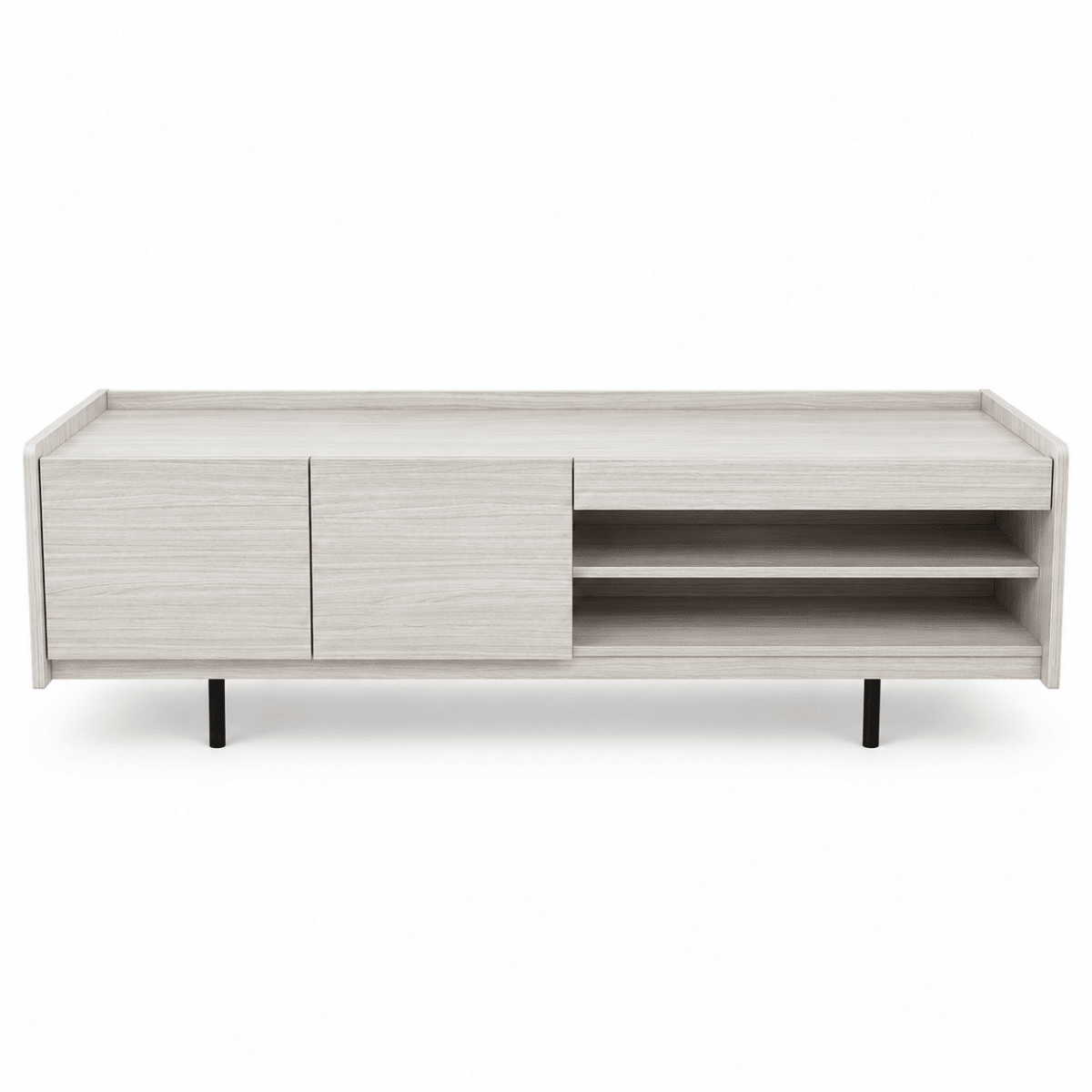 Home Box Modern TV Unit with 2-Door Cabinet & Open Shelves – White Oak Finish - Al Thahani Furniture
