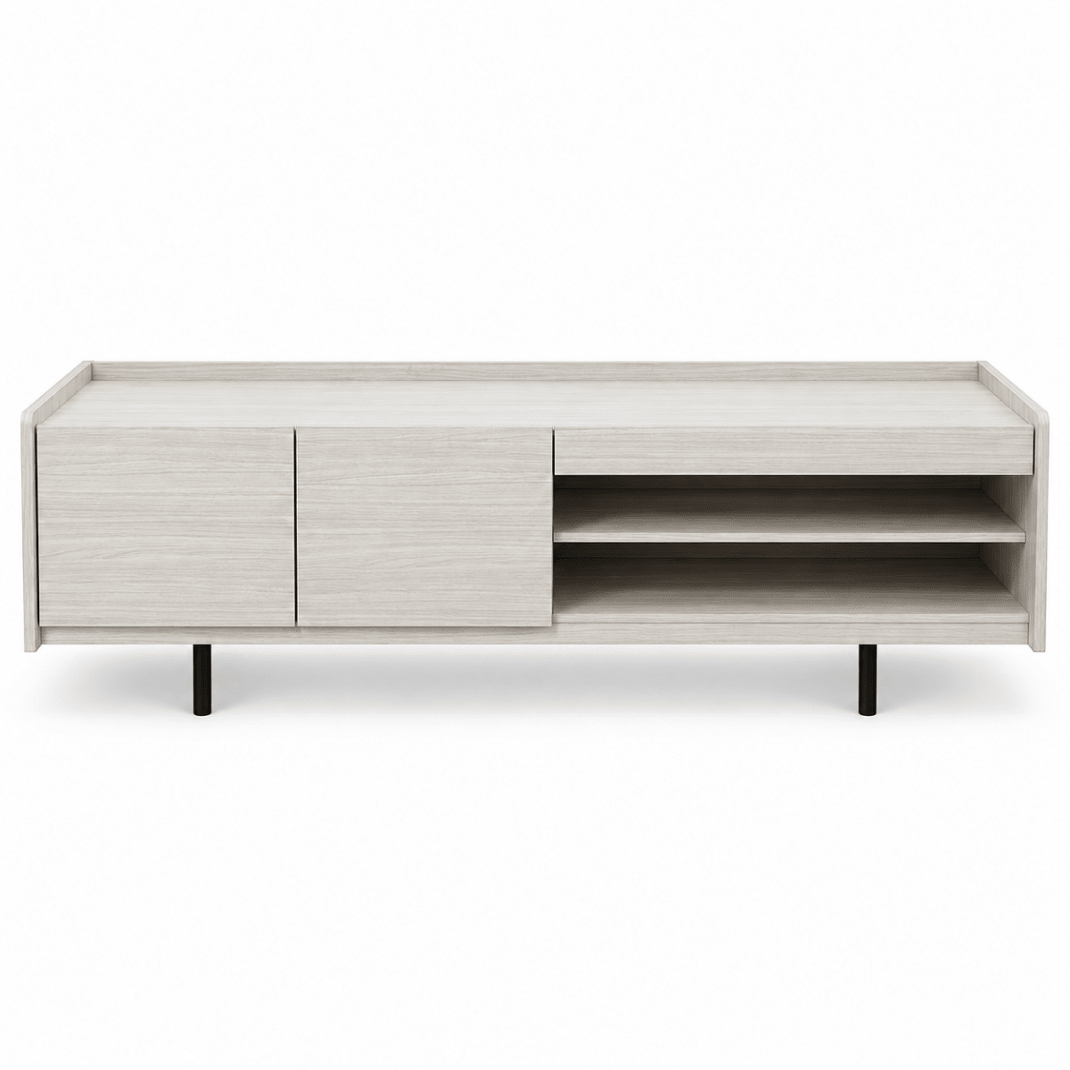 Home Box Modern TV Unit with 2-Door Cabinet & Open Shelves – White Oak Finish - Al Thahani Furniture
