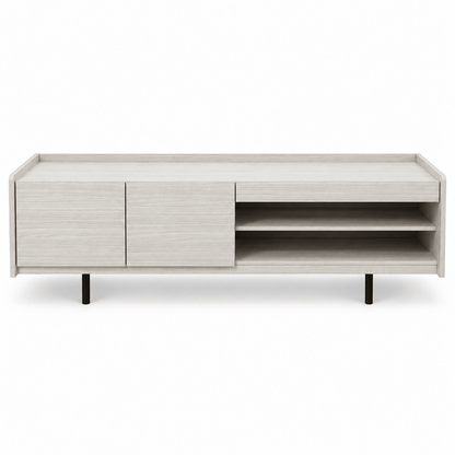 Home Box Modern TV Unit with 2-Door Cabinet & Open Shelves – White Oak Finish - Al Thahani Furniture