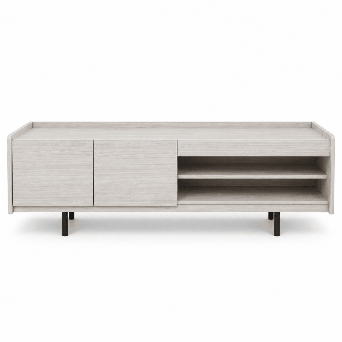 Home Box Modern TV Unit with 2-Door Cabinet & Open Shelves – White Oak Finish - Al Thahani Furniture