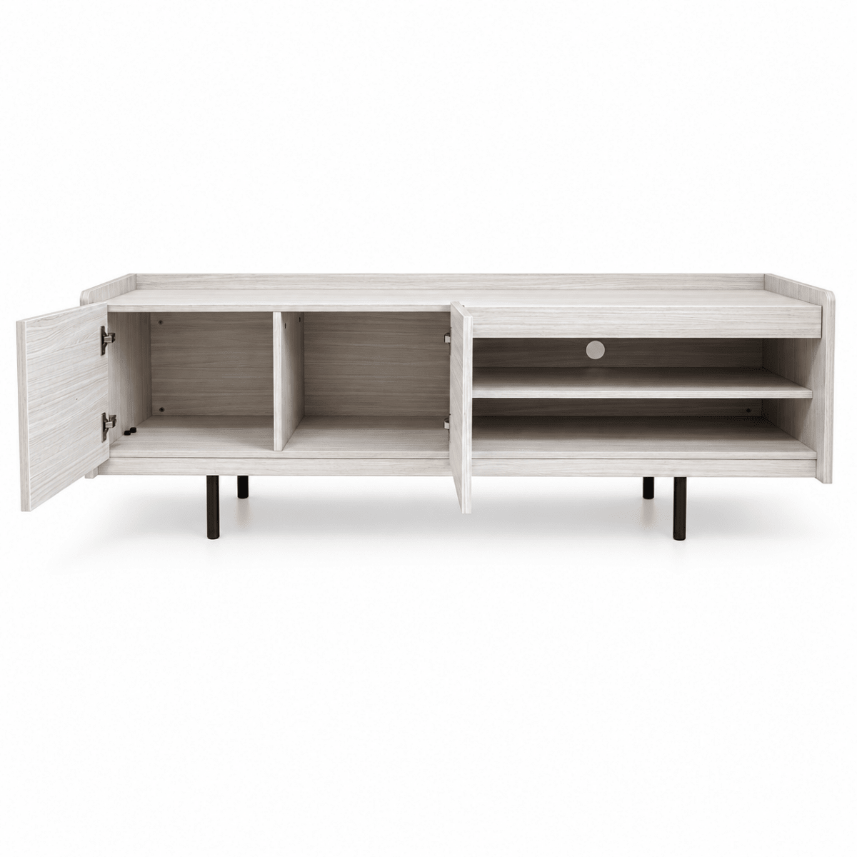 Home Box Modern TV Unit with 2-Door Cabinet & Open Shelves – White Oak Finish - Al Thahani Furniture