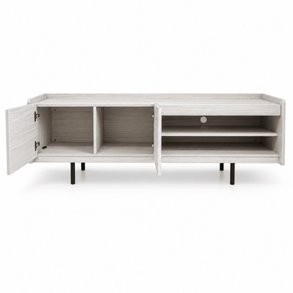 Home Box Modern TV Unit with 2-Door Cabinet & Open Shelves – White Oak Finish - Al Thahani Furniture