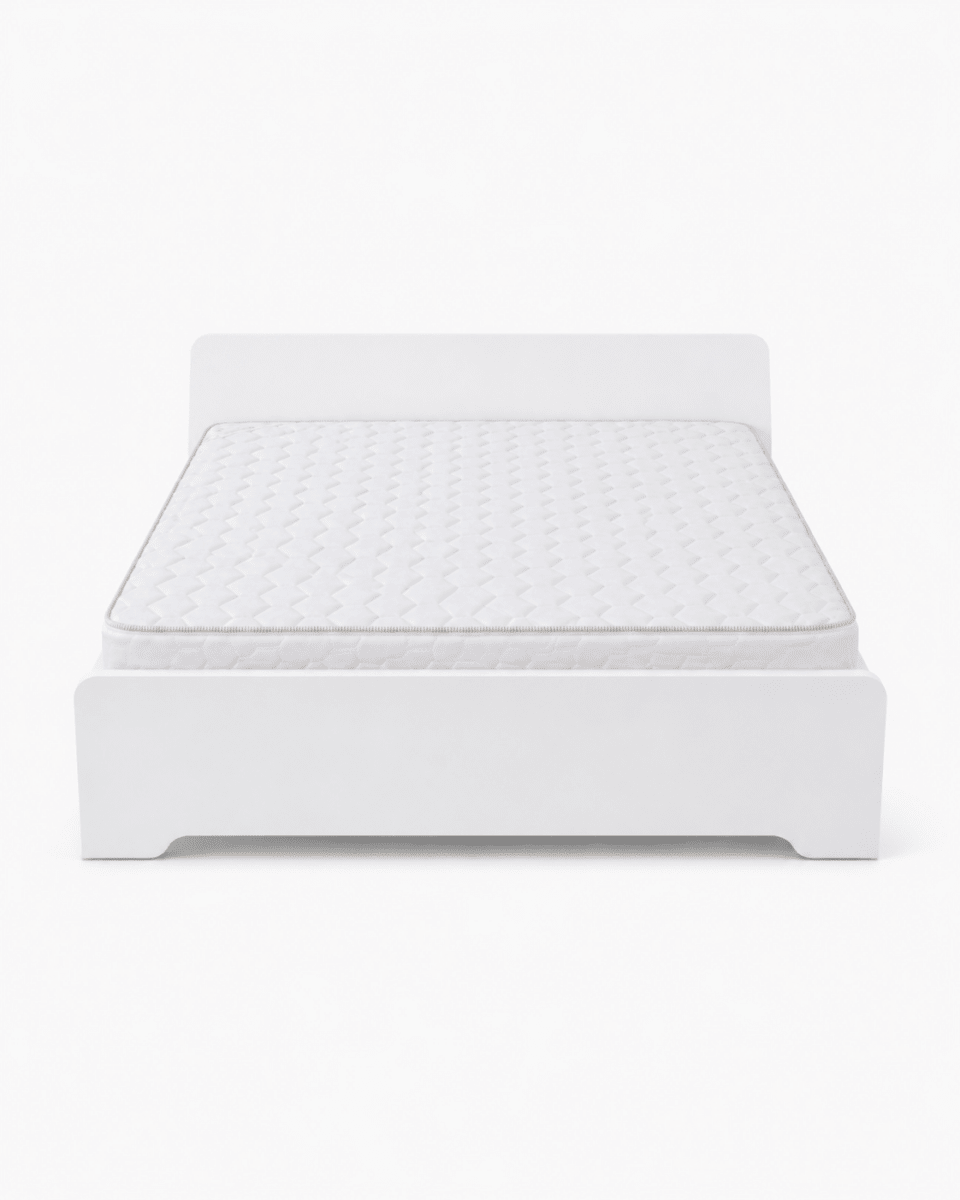 Home Box Modern White Wooden Queen Bed Frame with Mattress | 150x200 cm - Al Thahani Furniture