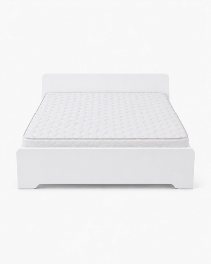 Home Box Modern White Wooden Queen Bed Frame with Mattress | 150x200 cm - Al Thahani Furniture