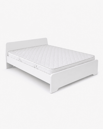 Home Box Modern White Wooden Queen Bed Frame with Mattress | 150x200 cm - Al Thahani Furniture