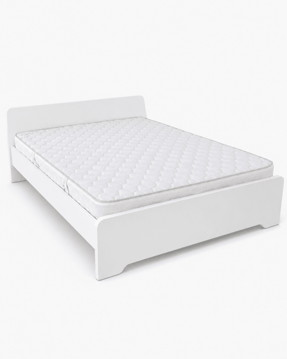 Home Box Modern White Wooden Queen Bed Frame with Mattress | 150x200 cm - Al Thahani Furniture