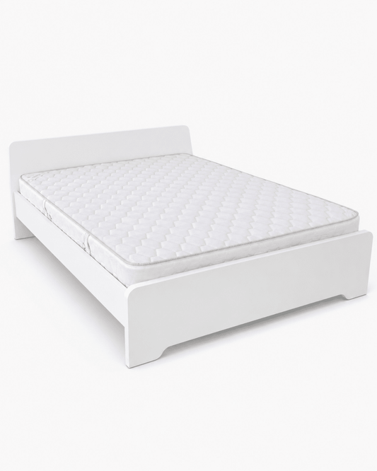 Home Box Modern White Wooden Queen Bed Frame with Mattress | 150x200 cm - Al Thahani Furniture