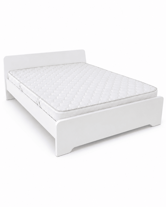 Home Box Modern White Wooden Queen Bed Frame with Mattress | 150x200 cm - Al Thahani Furniture