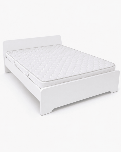 Home Box Modern White Wooden Queen Bed Frame with Mattress | 150x200 cm - Al Thahani Furniture
