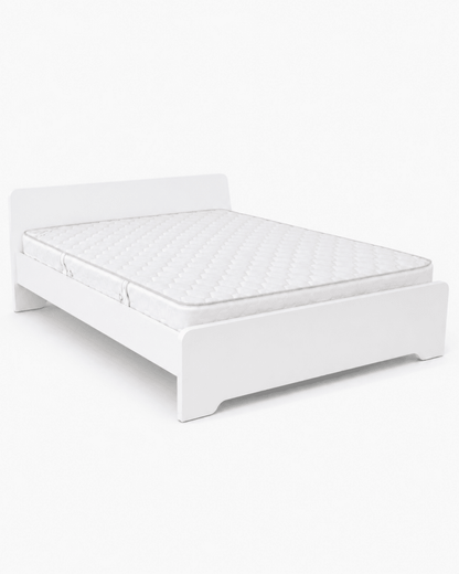 Home Box Modern White Wooden Queen Bed Frame with Mattress | 150x200 cm - Al Thahani Furniture