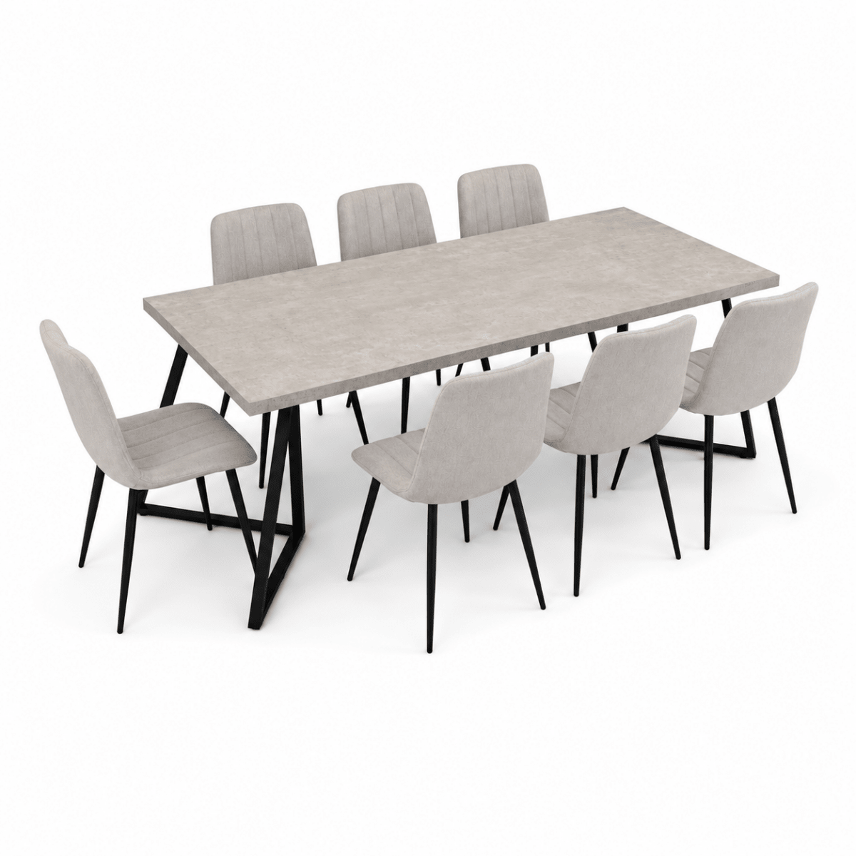 Home Box Movo Cambridge Angelic 8-Seater Dining Set – Grey &amp; Black – 240 cm - Al Thahani Furniture