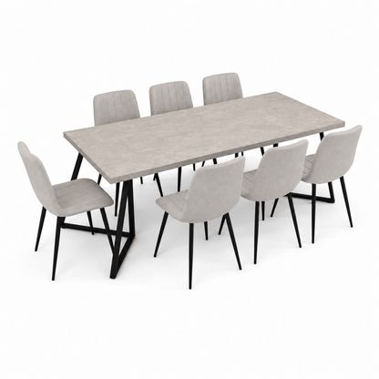 Home Box Movo Cambridge Angelic 8-Seater Dining Set – Grey &amp; Black – 240 cm - Al Thahani Furniture