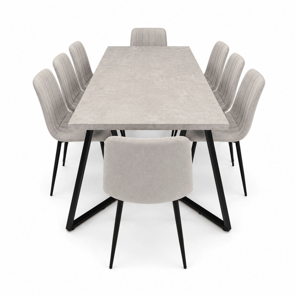 Home Box Movo Cambridge Angelic 8-Seater Dining Set – Grey &amp; Black – 240 cm - Al Thahani Furniture