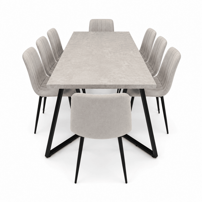Home Box Movo Cambridge Angelic 8-Seater Dining Set – Grey &amp; Black – 240 cm - Al Thahani Furniture