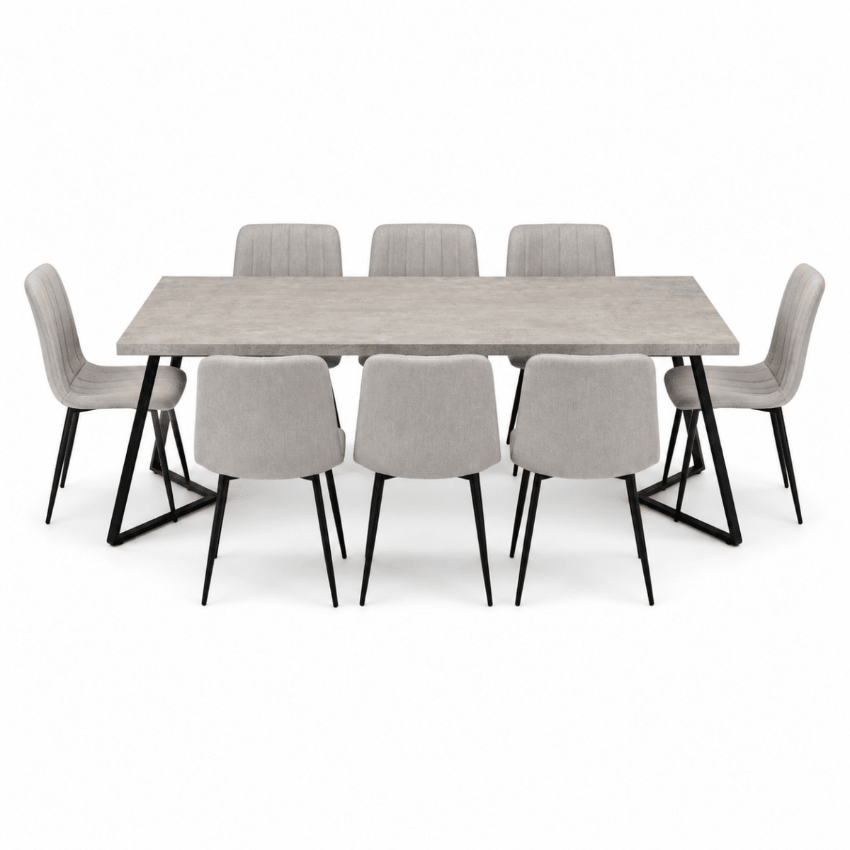 Home Box Movo Cambridge Angelic 8-Seater Dining Set – Grey &amp; Black – 240 cm - Al Thahani Furniture