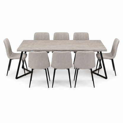 Home Box Movo Cambridge Angelic 8-Seater Dining Set – Grey &amp; Black – 240 cm - Al Thahani Furniture