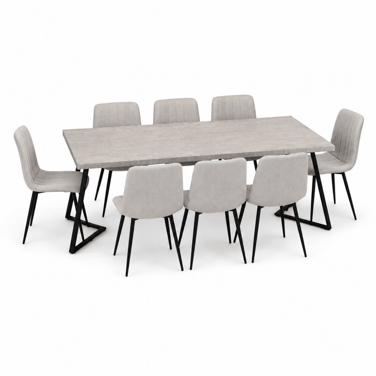 Home Box Movo Cambridge Angelic 8-Seater Dining Set – Grey &amp; Black – 240 cm - Al Thahani Furniture