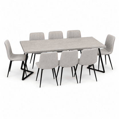 Home Box Movo Cambridge Angelic 8-Seater Dining Set – Grey &amp; Black – 240 cm - Al Thahani Furniture