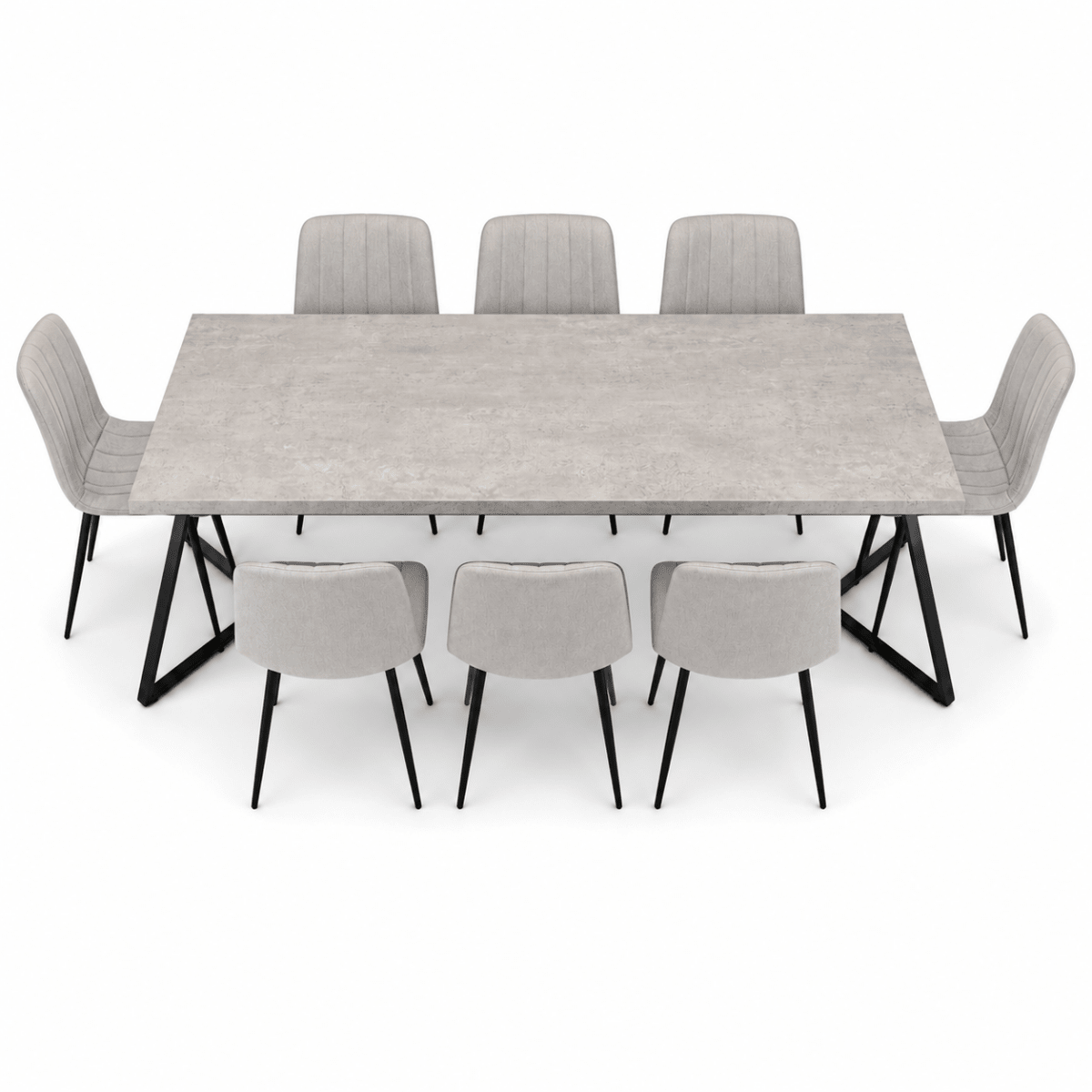 Home Box Movo Cambridge Angelic 8-Seater Dining Set – Grey &amp; Black – 240 cm - Al Thahani Furniture